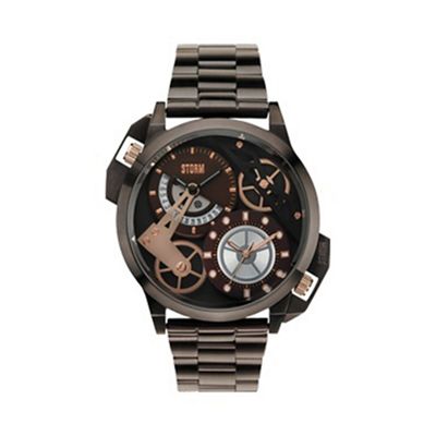 Men's bronze multi dial watch dualon brown